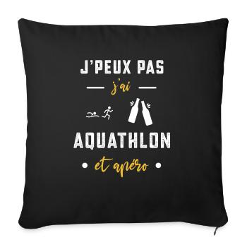 je peux pas j'ai aquathlon apéro humour - Housse de coussin décorative 45 x 45 cm - noir - Devant