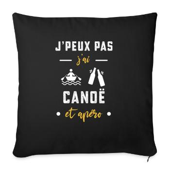 je peux pas j'ai canoë apéro humour - Housse de coussin décorative 45 x 45 cm - noir - Devant
