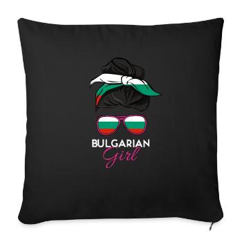 Bulgarisches Mädchen - Sofakissenbezug 45 x 45 cm - Schwarz - Vorne