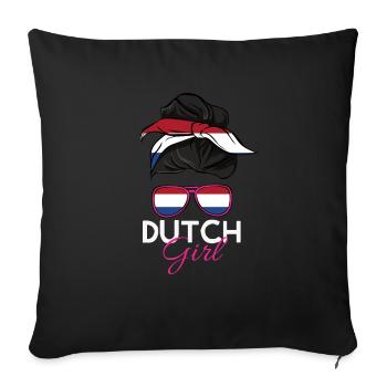 Fille hollandaise - Housse de coussin décorative 45 x 45 cm - noir - Devant