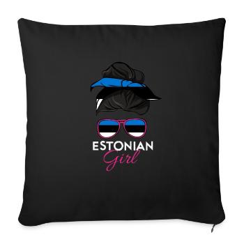Fille estonienne - Housse de coussin décorative 45 x 45 cm - noir - Devant