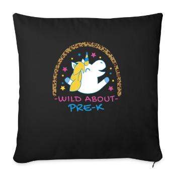 Wild About Pre-K Lehrer Schule Pre-K Tier Drucken - Sofakissenbezug 45 x 45 cm - Schwarz - Vorne