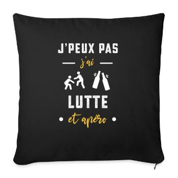 je peux pas j'ai Lutte apéro humour - Housse de coussin décorative 45 x 45 cm - noir - Devant