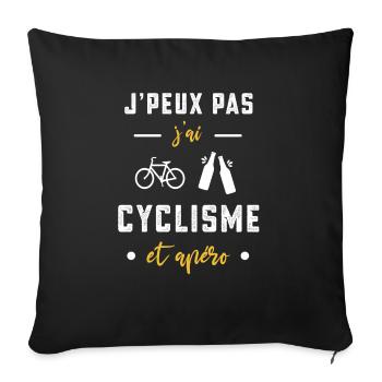 je peux pas j'ai cyclisme apéro humour - Housse de coussin décorative 45 x 45 cm - noir - Devant
