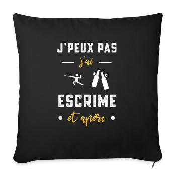 je peux pas j'ai escrime apéro humour - Housse de coussin décorative 45 x 45 cm - noir - Devant