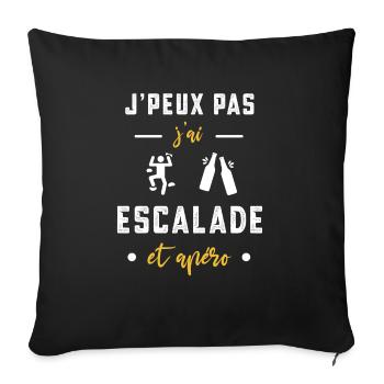 je peux pas j'ai escalade apéro humour - Housse de coussin décorative 45 x 45 cm - noir - Devant