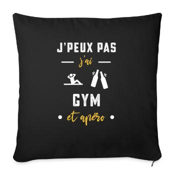 je peux pas j'ai gym apéro humour - Housse de coussin décorative 45 x 45 cm - noir - Devant