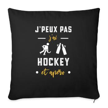 je peux pas j'ai hockey apéro humour - Housse de coussin décorative 45 x 45 cm - noir - Devant