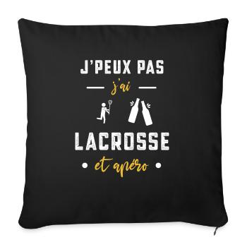 je peux pas j'ai lacrosse apéro humour - Housse de coussin décorative 45 x 45 cm - noir - Devant