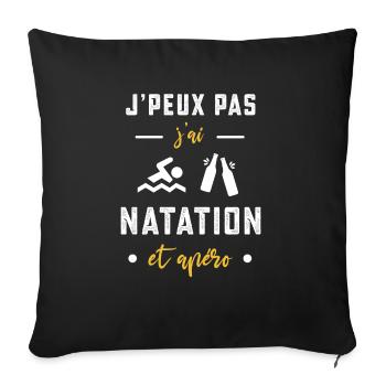 je peux pas j'ai natation apéro humour - Housse de coussin décorative 45 x 45 cm - noir - Devant