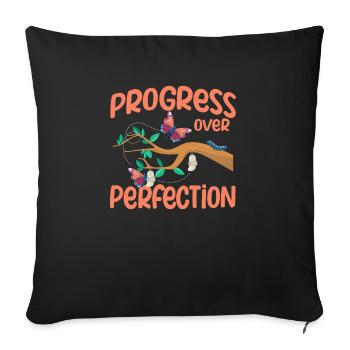 Progress instead of perfection Motivating teacher - Sofa pillowcase 17,3'' x 17,3'' (45 x 45 cm) - black - Front