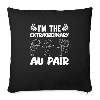 Au Pair Fille Maternelle Nounou - Housse de coussin décorative 45 x 45 cm - noir - Devant