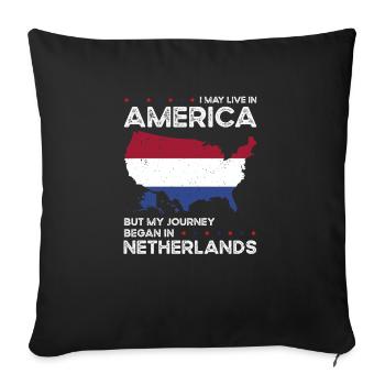 Patriote américain néerlandais États-Unis cultivé Pays-Bas États-Unis - Housse de coussin décorative 45 x 45 cm - noir - Devant