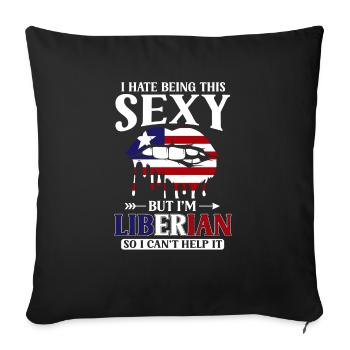 Drapeau du Libéria Libériens - Housse de coussin décorative 45 x 45 cm - noir - Devant