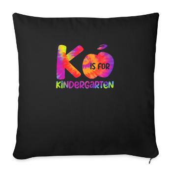 K is for Kindergarten Teacher Tie Dye 100. - Sofa pillowcase 17,3'' x 17,3'' (45 x 45 cm) - black - Front