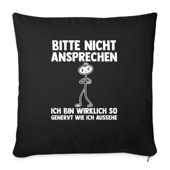 Bitte Nicht Ansprechen - Sofakissenbezug 45 x 45 cm - Schwarz - Vorne