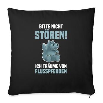 Nilpferd Flusspferd - Sofakissenbezug 45 x 45 cm - Schwarz - Vorne
