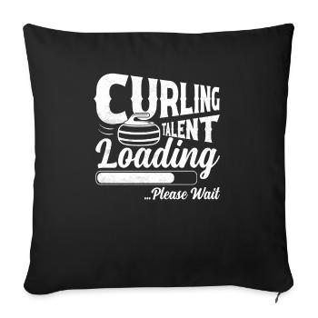 Talent de curling Chargement ... Veuillez patienter : Balai à friser - Housse de coussin décorative 45 x 45 cm - noir - Devant