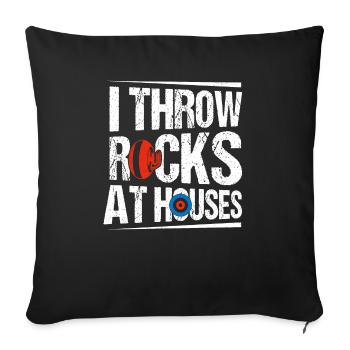 Je jette des pierres sur les maisons Ice Sport Curling Curler - Housse de coussin décorative 45 x 45 cm - noir - Devant