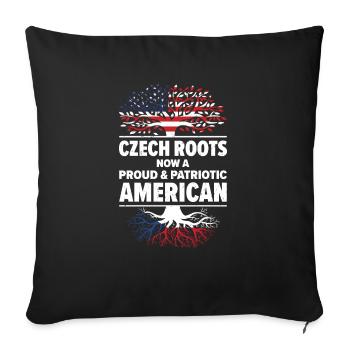 Czech American Patriot USA Grown Czech Republic - Sofa pillowcase 17,3'' x 17,3'' (45 x 45 cm) - black - Front