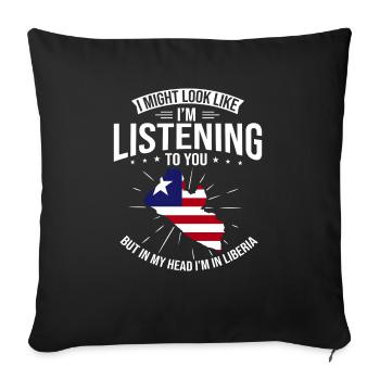 Drapeau du Libéria Libériens - Housse de coussin décorative 45 x 45 cm - noir - Devant