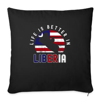Drapeau du Libéria Libériens - Housse de coussin décorative 45 x 45 cm - noir - Devant