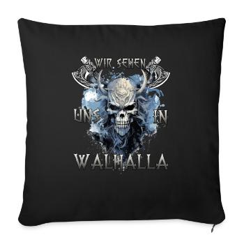 Walhalla Krieger Das Geschenk für Asgard-Jünger - Sofakissenbezug 45 x 45 cm - Schwarz - Vorne