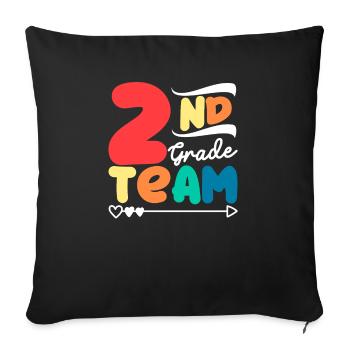 Team of the 2nd class Second teacher student 100. - Sofa pillowcase 17,3'' x 17,3'' (45 x 45 cm) - black - Front