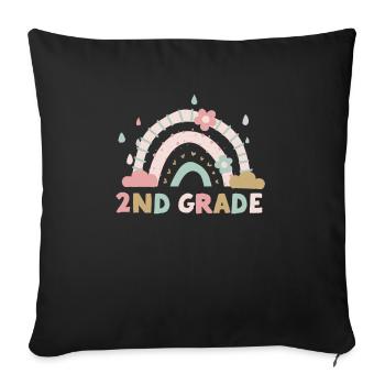Second Grade 2nd Rainbow Teacher Student 100th - Sofa pillowcase 17,3'' x 17,3'' (45 x 45 cm) - black - Front
