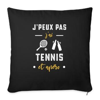 je peux pas j'ai tennis raquette apéro humour - Housse de coussin décorative 45 x 45 cm - noir - Devant