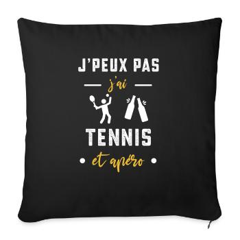 je peux pas j'ai tennis apéro humour - Housse de coussin décorative 45 x 45 cm - noir - Devant