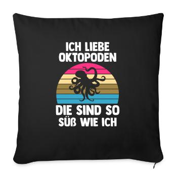 Tintenfisch Oktopus - Sofakissenbezug 45 x 45 cm - Schwarz - Vorne