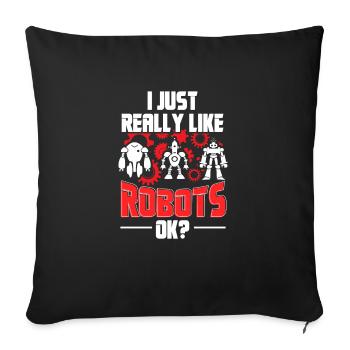 C’est drôle, j’aime vraiment les robots, d’accord, Droid Builder - Housse de coussin décorative 45 x 45 cm - noir - Devant