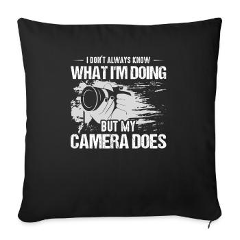 Mais mon appareil photo ne fait pas d’objectif de photographie - Housse de coussin décorative 45 x 45 cm - noir - Devant