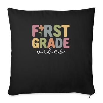 First Grade Vibes 1ère classe Équipe Rétro 100e Jour - Housse de coussin décorative 45 x 45 cm - noir - Devant