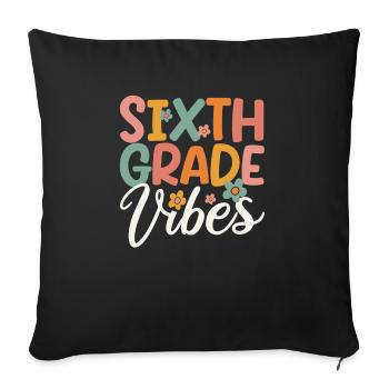 Sixième année Vibes 6e année équipe rétro 100. - Housse de coussin décorative 45 x 45 cm - noir - Devant