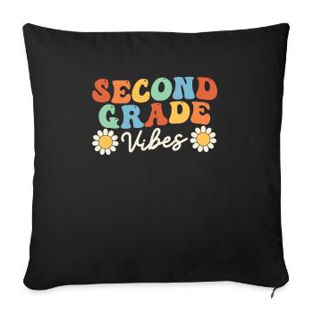 Second Class Vibes 2nd Team Retro 100th Day of School - Sofa pillowcase 17,3'' x 17,3'' (45 x 45 cm) - black - Front
