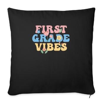 First Grade Vibes 1ère classe Équipe Rétro 100e Jour - Housse de coussin décorative 45 x 45 cm - noir - Devant