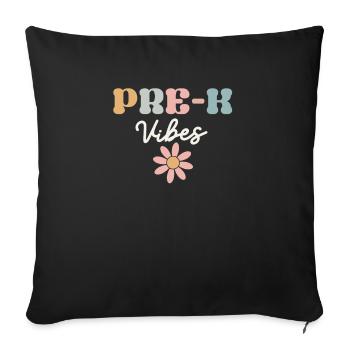 Pre-K Vibes Kindergarten-Team Retro 100. Schultag - Sofakissenbezug 45 x 45 cm - Schwarz - Vorne