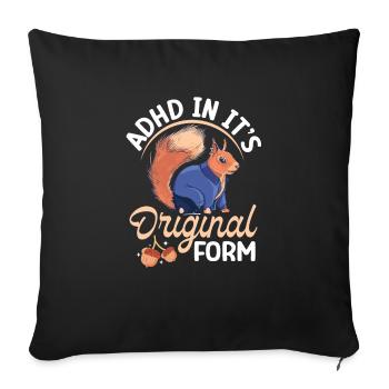 Écureuil Animal Cool forêt TDAH dans son Original - Housse de coussin décorative 45 x 45 cm - noir - Devant