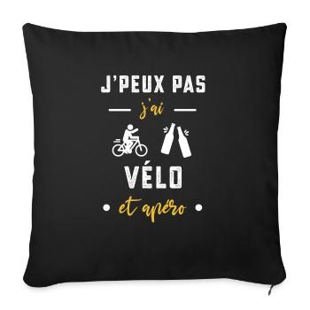 je peux pas j'ai vélo apéro humour - Housse de coussin décorative 45 x 45 cm - noir - Devant