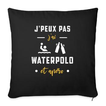 je peux pas j'ai waterpolo apéro humour - Housse de coussin décorative 45 x 45 cm - noir - Devant