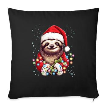 Niedliche Faultier Weihnachtsdeko, ich liebe Faultiere - Sofakissenbezug 45 x 45 cm - Schwarz - Vorne
