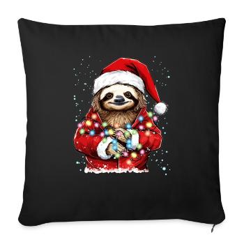 Sloth Christmas, Cute Sloth Christmas Design - Sofa pillowcase 17,3'' x 17,3'' (45 x 45 cm) - black - Front