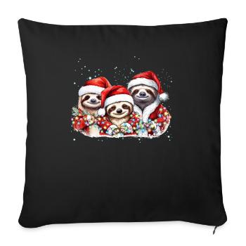 Sloth Family Christmas, Mom, Dad, Baby Sloth Chris - Sofa pillowcase 17,3'' x 17,3'' (45 x 45 cm) - black - Front