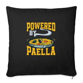 Powered By Paella Food Plat de riz Espana - Housse de coussin décorative 45 x 45 cm - noir - Devant
