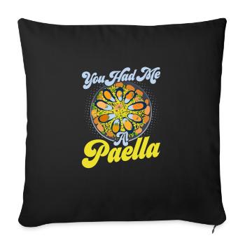 Vous m’avez eu à la nourriture de plat de riz Paella Espana - Housse de coussin décorative 45 x 45 cm - noir - Devant