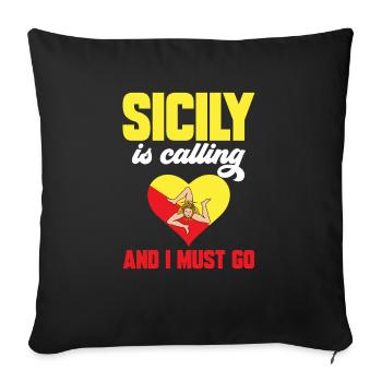 Sicily Flag Italy Sicily - Sofa pillowcase 17,3'' x 17,3'' (45 x 45 cm) - black - Front