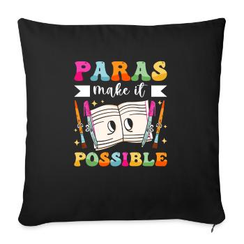 Funny Paras Teacher Paraprofessional - Sofa pillowcase 17,3'' x 17,3'' (45 x 45 cm) - black - Front