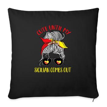 Sicily Flag Italy Sicily - Sofa pillowcase 17,3'' x 17,3'' (45 x 45 cm) - black - Front
